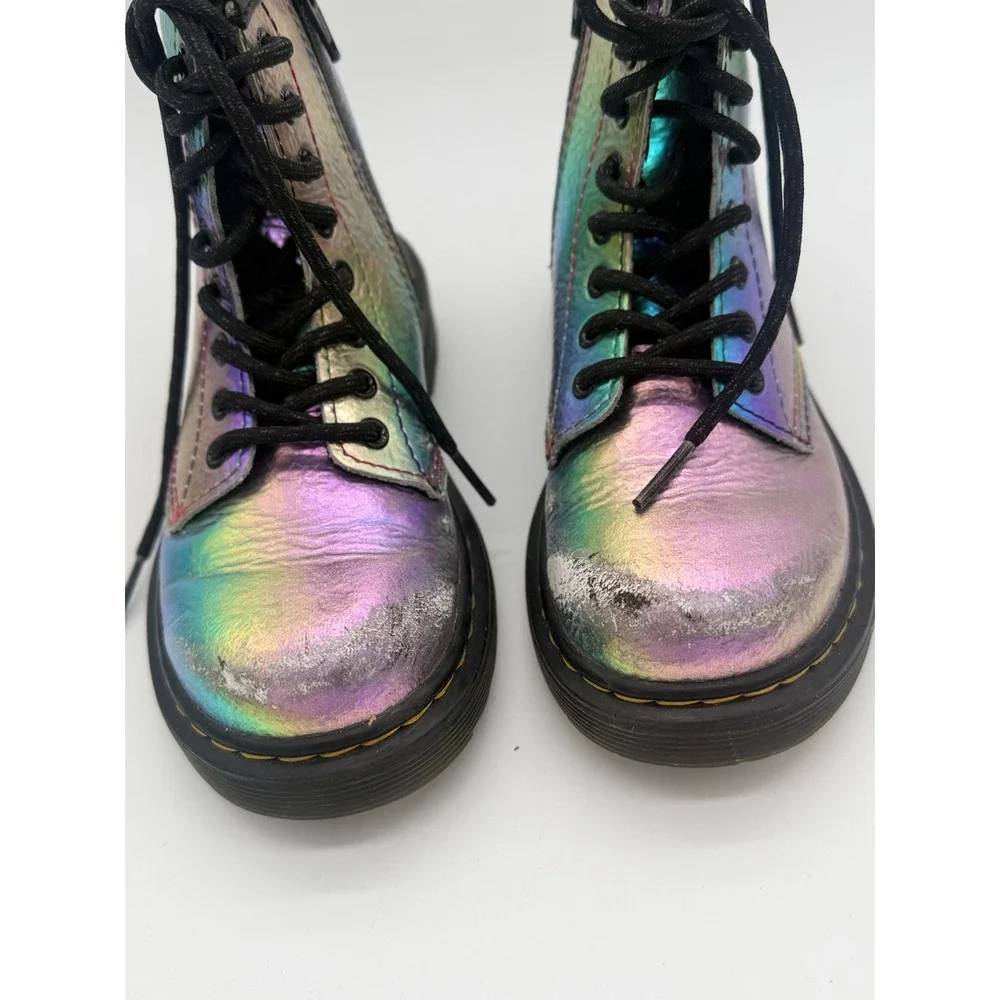 Dr. Martens 1460 J Kids Rainbow Iridescent Metallic‎ Combat Boots Size 12 US